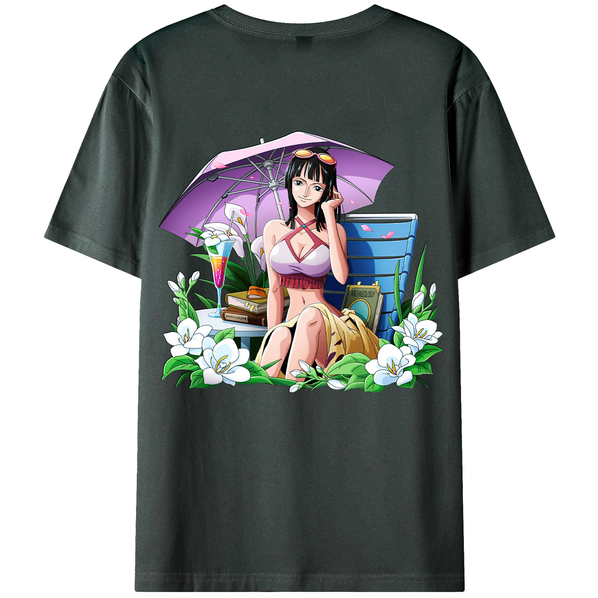 ワンピース ニコ・ロビン ONE PIECE Nico Robin 綿100％ メンズ半袖Tシャツ（バックプリント） 通気性